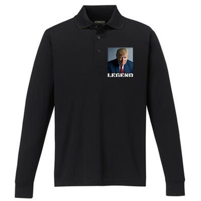 Trump 2024 Mugshot President legend Performance Long Sleeve Polo