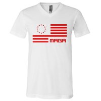 Trump 2024 Maga Flag Patriotic Republican V-Neck T-Shirt