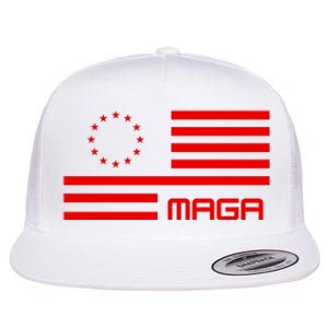 Trump 2024 Maga Flag Patriotic Republican Flat Bill Trucker Hat