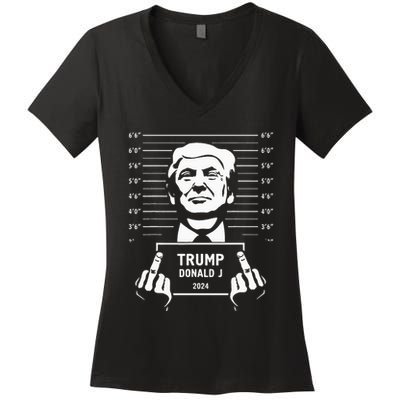 Trump 2024 Mugshot Style Poster Women's V-Neck T-Shirt