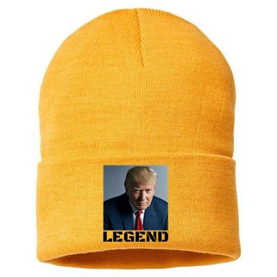 Trump 2024 Mugshot President legend Sustainable Knit Beanie