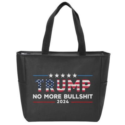 Trump 2024 No More Bullshit Political Zip Tote Bag