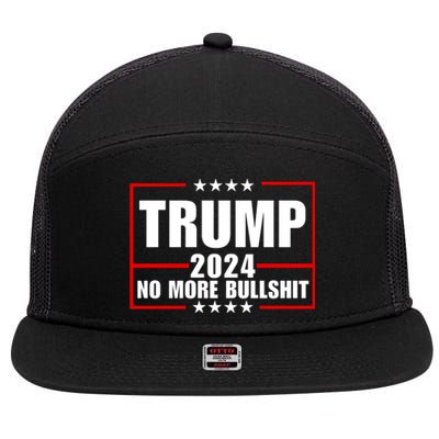 Trump 2024 No More Bullshit 7 Panel Mesh Trucker Snapback Hat