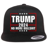 Trump 2024 No More Bullshit Flat Bill Trucker Hat