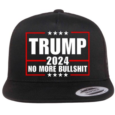 Trump 2024 No More Bullshit Flat Bill Trucker Hat