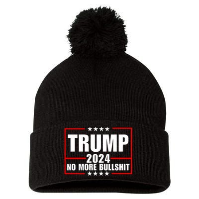 Trump 2024 No More Bullshit Pom Pom 12in Knit Beanie