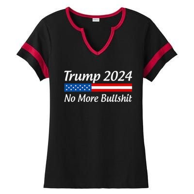 Trump 2024 No More Bullshit Ladies Halftime Notch Neck Tee