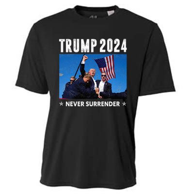 Trump 2024 Never Surrender Trump Assassinated Cooling Performance Crew T-Shirt