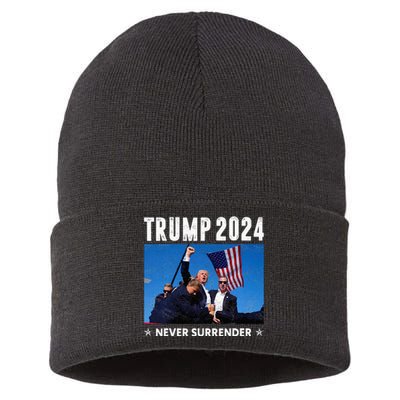 Trump 2024 Never Surrender Trump Assassinated Sustainable Knit Beanie