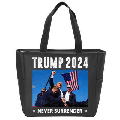 Trump 2024 Never Surrender Trump Assassinated Zip Tote Bag