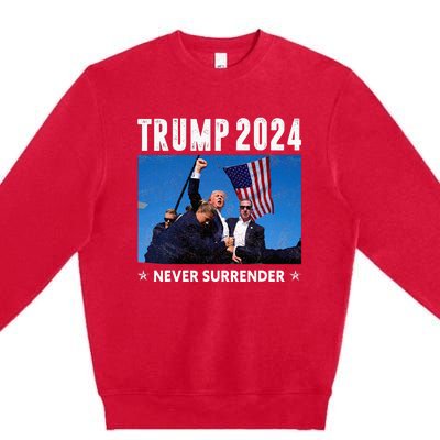 Trump 2024 Never Surrender Trump Assassinated Premium Crewneck Sweatshirt