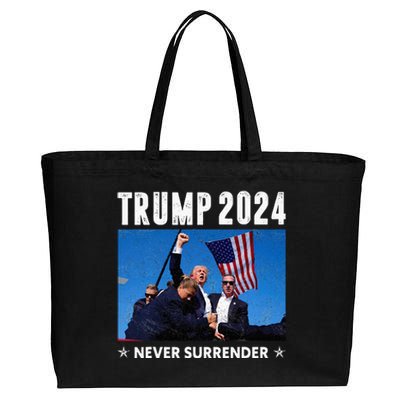 Trump 2024 Never Surrender Trump Assassinated Cotton Canvas Jumbo Tote