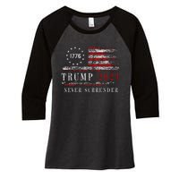 Trump 2024 Never Surrender President Legend Women's Tri-Blend 3/4-Sleeve Raglan Shirt