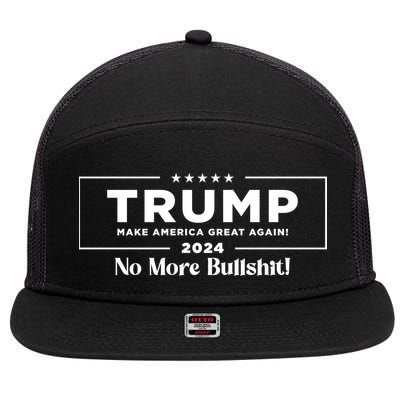 Trump 2024 No More Bullshit 7 Panel Mesh Trucker Snapback Hat