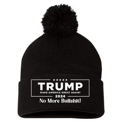 Trump 2024 No More Bullshit Pom Pom 12in Knit Beanie