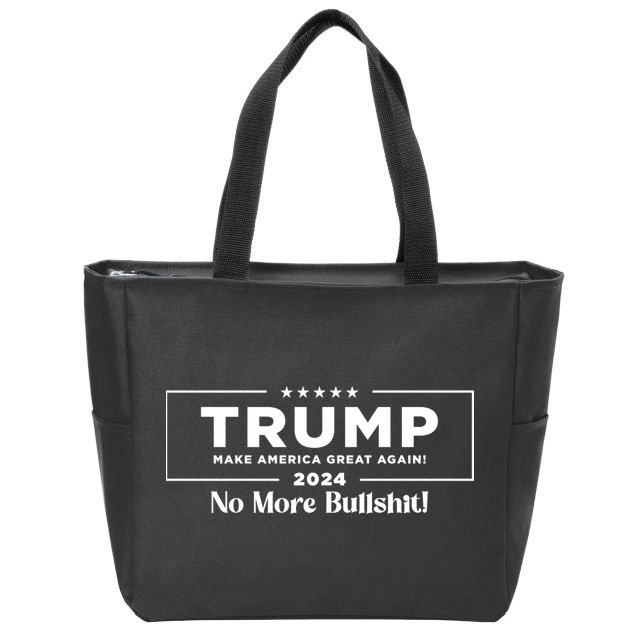 Trump 2024 No More Bullshit Zip Tote Bag