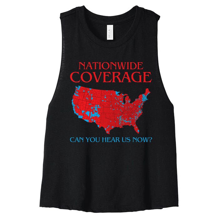 Trump 2024 Nationwide Coverage Can You Hear Us Now Women's Racerback Cropped Tank