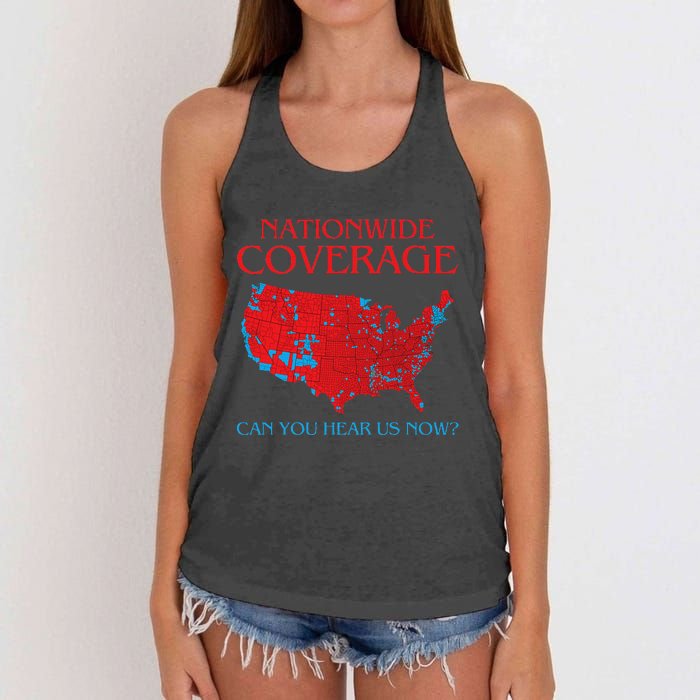 Trump 2024 Nationwide Coverage Can You Hear Us Now Women's Knotted Racerback Tank