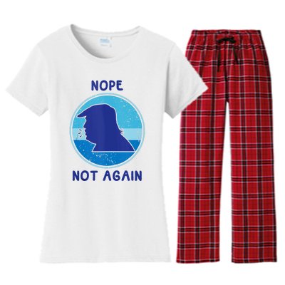 Trump 2024 Nope Not Again Funny Trump Women's Flannel Pajama Set