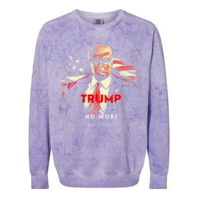 Trump 2024 No More Bullshit American Flag Colorblast Crewneck Sweatshirt