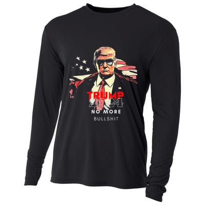 Trump 2024 No More Bullshit American Flag Cooling Performance Long Sleeve Crew