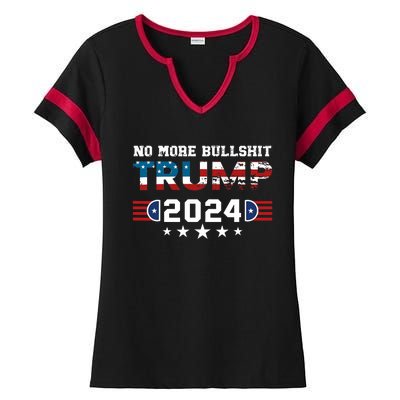 Trump 2024 No More Bullshit American Election 2024 Ladies Halftime Notch Neck Tee