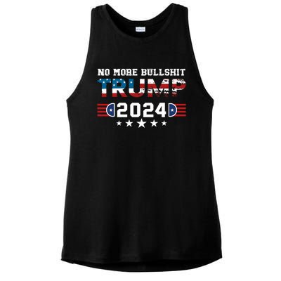 Trump 2024 No More Bullshit American Election 2024 Ladies PosiCharge Tri-Blend Wicking Tank