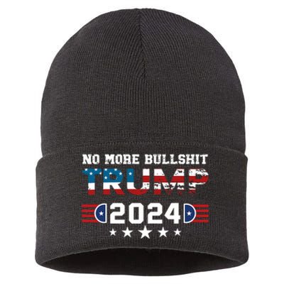 Trump 2024 No More Bullshit American Election 2024 Sustainable Knit Beanie