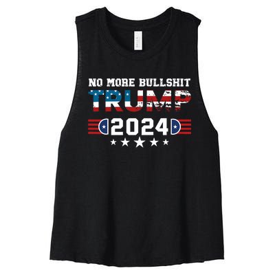 Trump 2024 No More Bullshit American Election 2024 Women's Racerback Cropped Tank