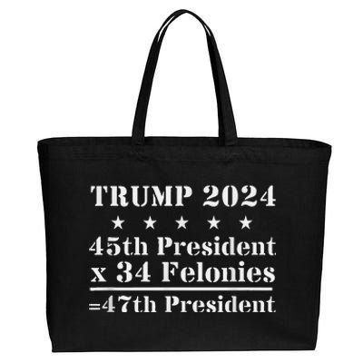 Trump 2024 New Math 45th President X 34 Felonies = 47th Pres Cotton Canvas Jumbo Tote