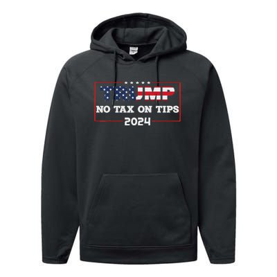 Trump 2024 No Tax On Tips Us Flag Vintage Performance Fleece Hoodie