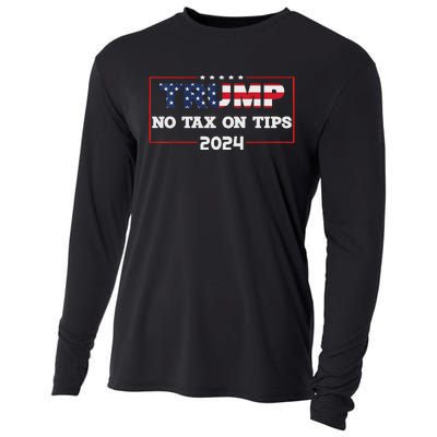 Trump 2024 No Tax On Tips Us Flag Vintage Cooling Performance Long Sleeve Crew