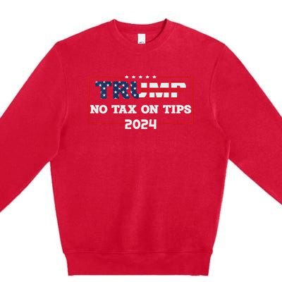 Trump 2024 No Tax On Tips Us Flag Vintage Premium Crewneck Sweatshirt