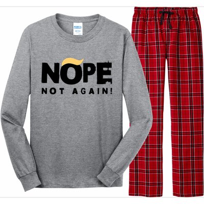 Trump 2024 Nope Not Again Funny Trump Long Sleeve Pajama Set