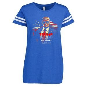 Trump 2024 No More Bullshit American Flag Enza Ladies Jersey Football T-Shirt