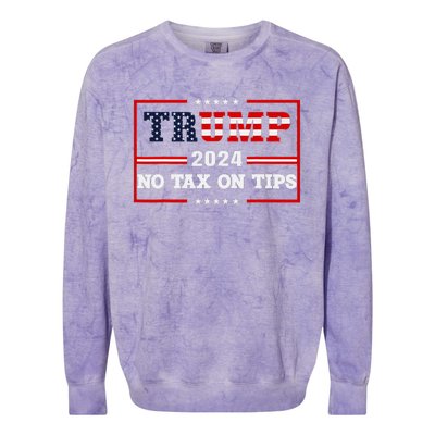 Trump 2024 No Tax On Tips Vintage Usa Flag Colorblast Crewneck Sweatshirt