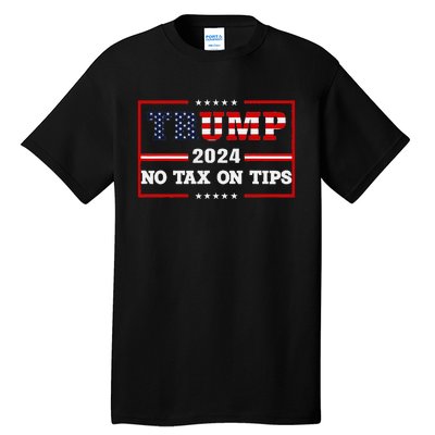 Trump 2024 No Tax On Tips Vintage Usa Flag Tall T-Shirt