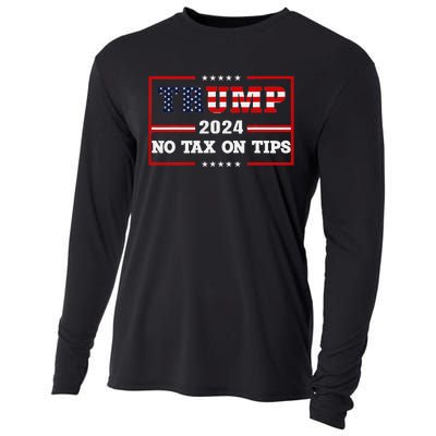 Trump 2024 No Tax On Tips Vintage Usa Flag Cooling Performance Long Sleeve Crew