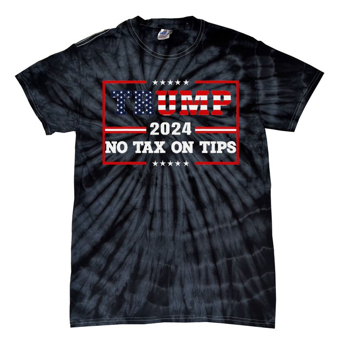 Trump 2024 No Tax On Tips Vintage Usa Flag Tie-Dye T-Shirt