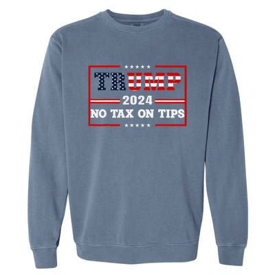 Trump 2024 No Tax On Tips Vintage Usa Flag Garment-Dyed Sweatshirt