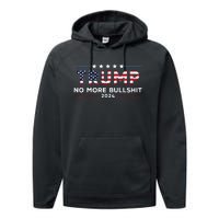 Trump 2024 No More Bullshit Political Performance Fleece Hoodie