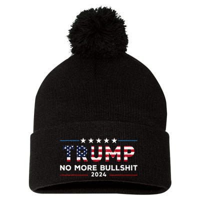 Trump 2024 No More Bullshit Political Pom Pom 12in Knit Beanie