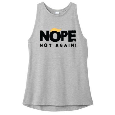 Trump 2024 Nope Not Again Funny Trump Ladies PosiCharge Tri-Blend Wicking Tank