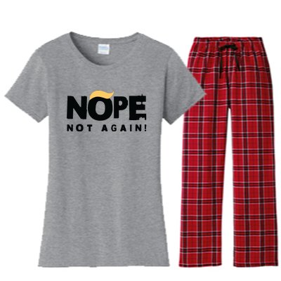 Trump 2024 Nope Not Again Funny Trump Women's Flannel Pajama Set