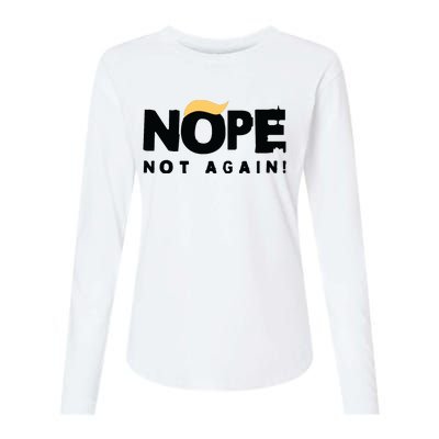 Trump 2024 Nope Not Again Funny Trump Womens Cotton Relaxed Long Sleeve T-Shirt