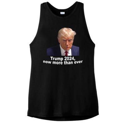 Trump 2024 Now More Than Ever Mugshot Political Ladies PosiCharge Tri-Blend Wicking Tank