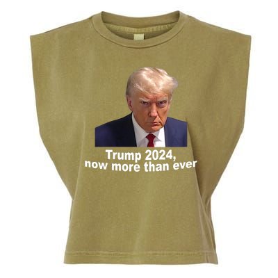 Trump 2024 Now More Than Ever Mugshot Political Garment-Dyed Women's Muscle Tee