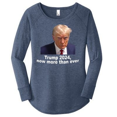 Trump 2024 Now More Than Ever Mugshot Political Women's Perfect Tri Tunic Long Sleeve Shirt