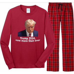 Trump 2024 Now More Than Ever Mugshot Political Long Sleeve Pajama Set