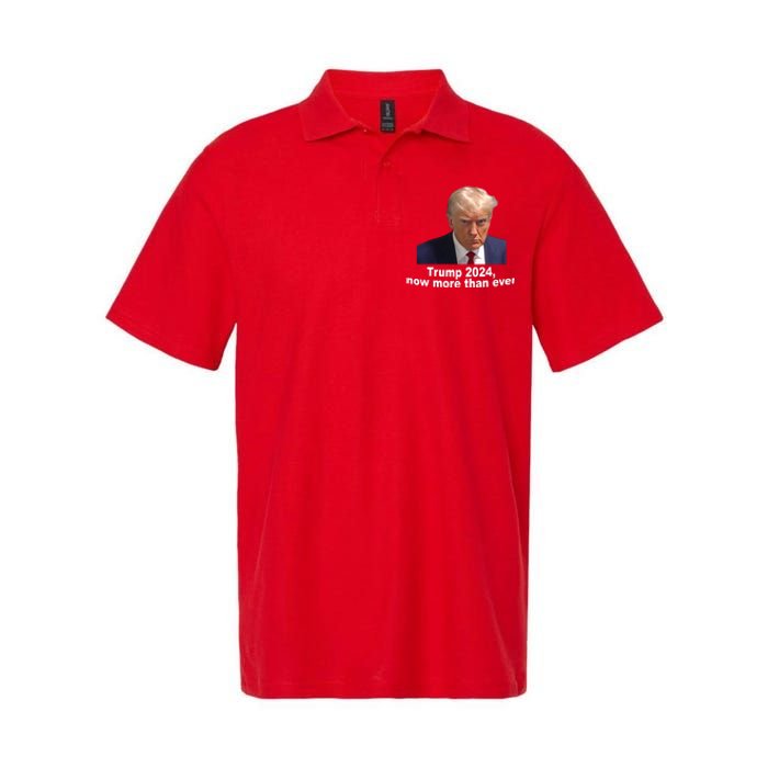 Trump 2024 Now More Than Ever Mugshot Political Softstyle Adult Sport Polo